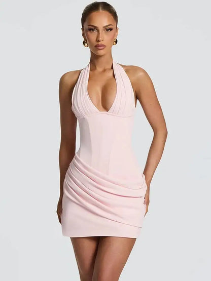 Vestido Midnight Muse: Diseño Halter con Espalda Descubierta