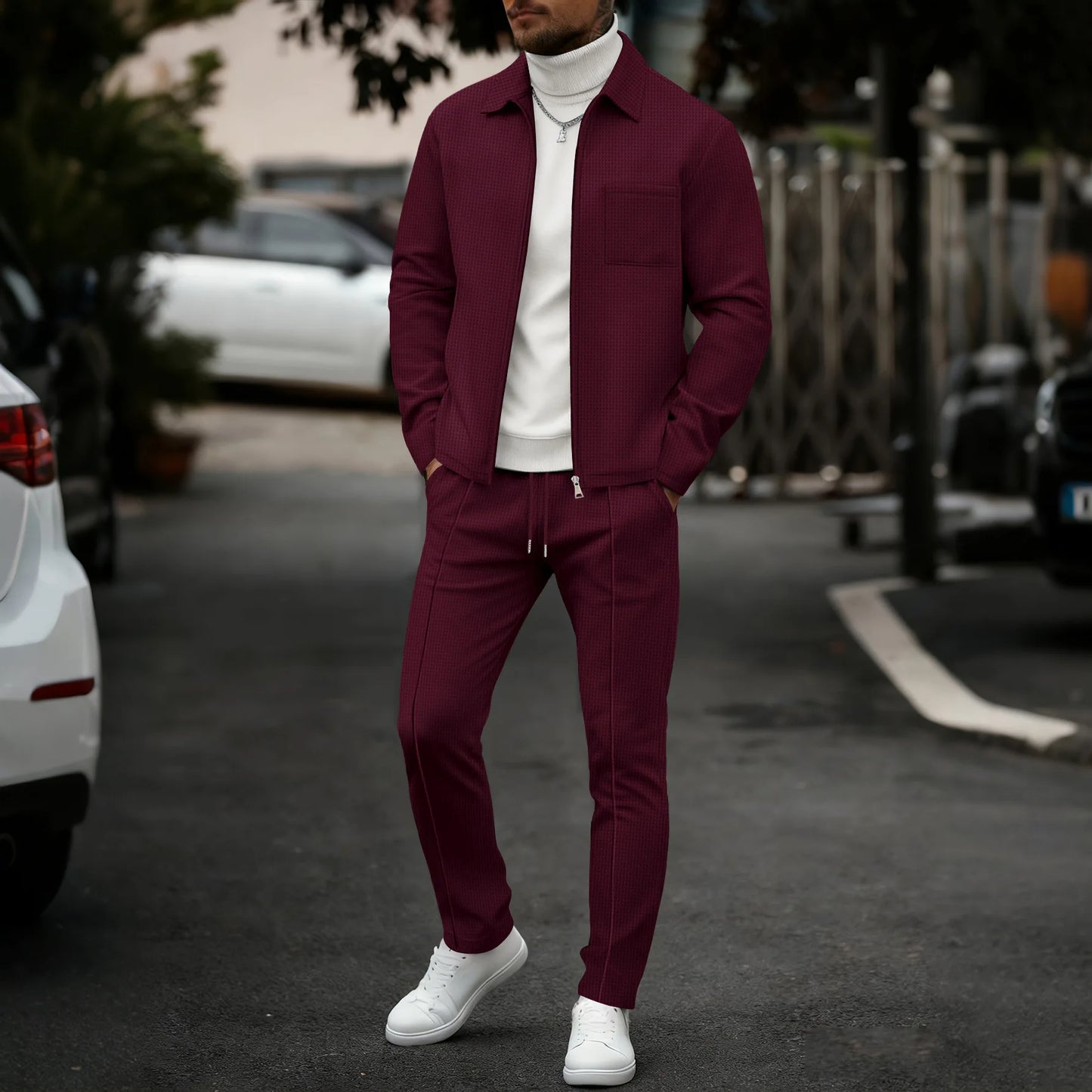 Set Premium Waffle: Pullover con Cremallera y Pantalón - Casa Valera