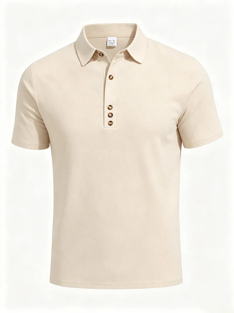 Polo Premium Hombre Algodón y Lino | Camisa Polo Transpirable de Verano | Corte Casual Elegante