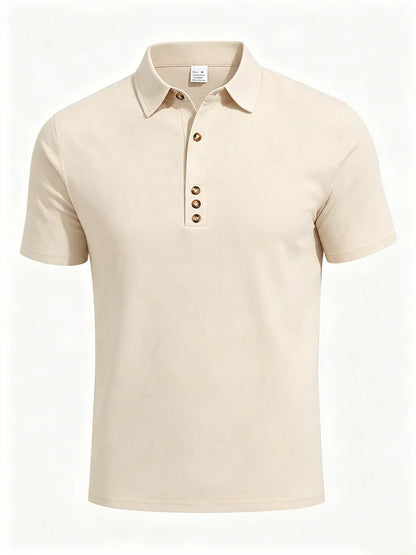 Polo Premium Hombre Algodón y Lino | Camisa Polo Transpirable de Verano | Corte Casual Elegante