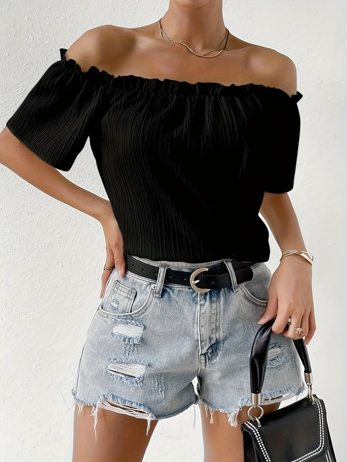 Blusa Campesina Elegante para Mujer – Hombros Descubiertos y Estilo Casual de Verano