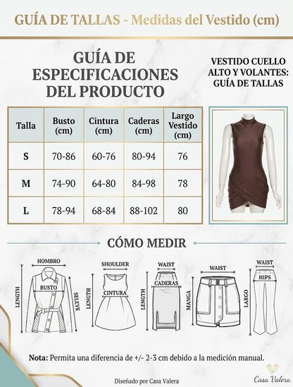 Vestido "Urban Chic": Diseño de Cuello Alto y Detalles Plisados