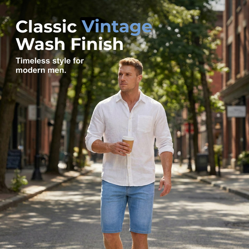 ⏰ 50 % RABATT – Nur für kurze Zeit ✨👖 Leichte Denim-Shorts für Herren – lockerer 5/7-Schnitt, atmungsaktiv & vielseitig für den Sommer ☀️