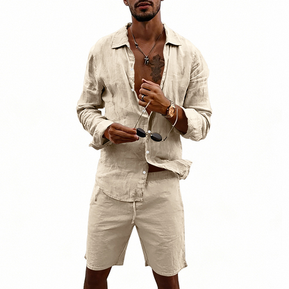👔 50% RABATT! ✨ Herren-Leinenhemd & Shorts Set – Lässig, sommerlich & luftig – Ideal für warme Tage oder den Urlaub – bequem & stilvoll ☀️🩳🌿
