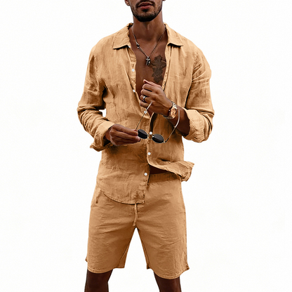👔 50% RABATT! ✨ Herren-Leinenhemd & Shorts Set – Lässig, sommerlich & luftig – Ideal für warme Tage oder den Urlaub – bequem & stilvoll ☀️🩳🌿