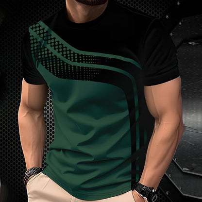 👕 Herren-Crewneck-T-Shirt mit Farbblöcken – weiche Baumwolle, markanter Kontrast, vielseitig für Alltag & Freizeit 🌿