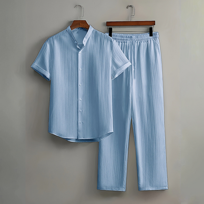 🏆LETZTER TAG DES SALE – 50 % RABATT🔥Strukturiertes 2-teiliges Hemd- und Hosen-Set für Herren