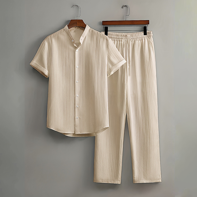 🏆LETZTER TAG DES SALE – 50 % RABATT🔥Strukturiertes 2-teiliges Hemd- und Hosen-Set für Herren