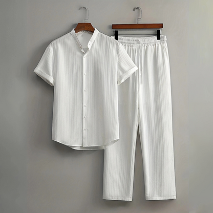 🏆LETZTER TAG DES SALE – 50 % RABATT🔥Strukturiertes 2-teiliges Hemd- und Hosen-Set für Herren