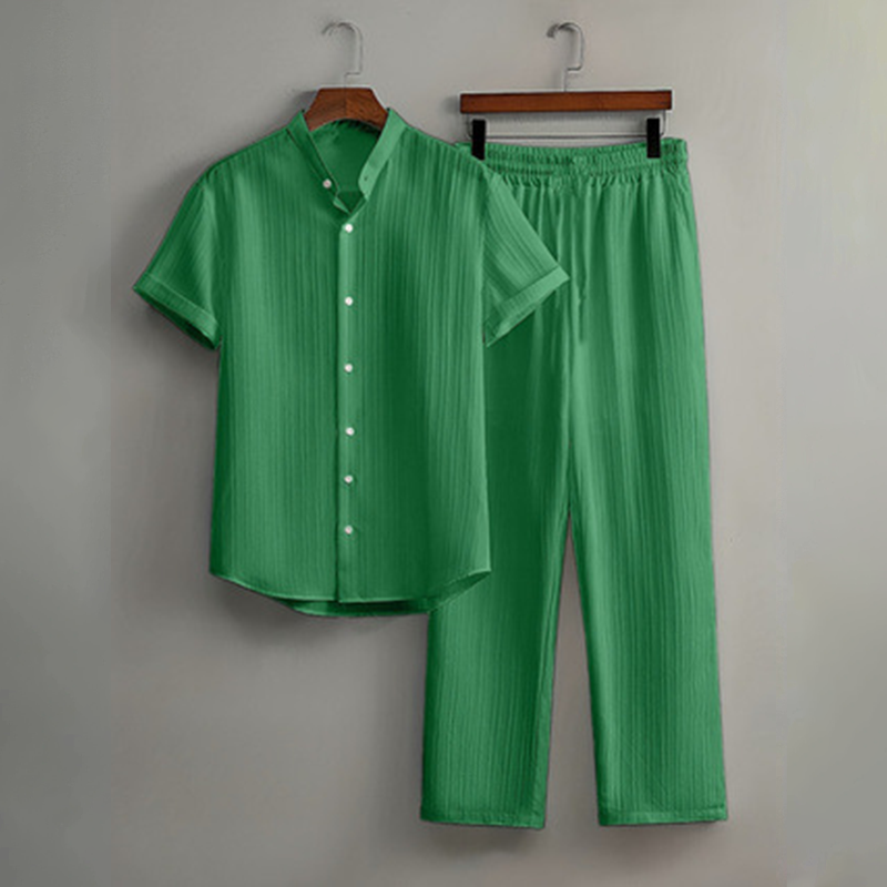🏆LETZTER TAG DES SALE – 50 % RABATT🔥Strukturiertes 2-teiliges Hemd- und Hosen-Set für Herren