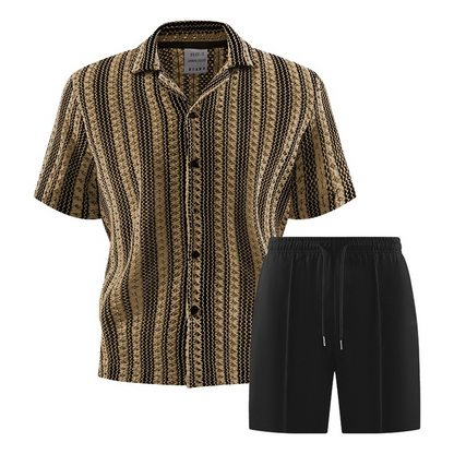 Men's Casual Short Sleeve Shirt and Shorts Set