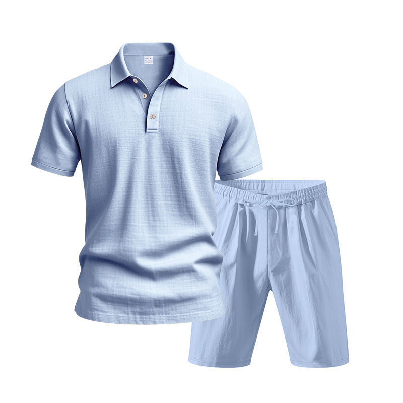👕 NUR FÜR KURZE ZEIT 50% RABATT! 💥 Herren Lässiges Oberteil & Shorts 2-teiliges Set – Leinenmischung, Revers-Kragen, Elastischer Bund ✨