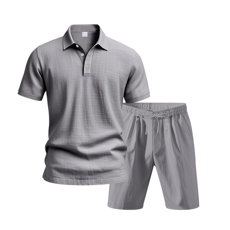 👕 NUR FÜR KURZE ZEIT 50% RABATT! 💥 Herren Lässiges Oberteil & Shorts 2-teiliges Set – Leinenmischung, Revers-Kragen, Elastischer Bund ✨