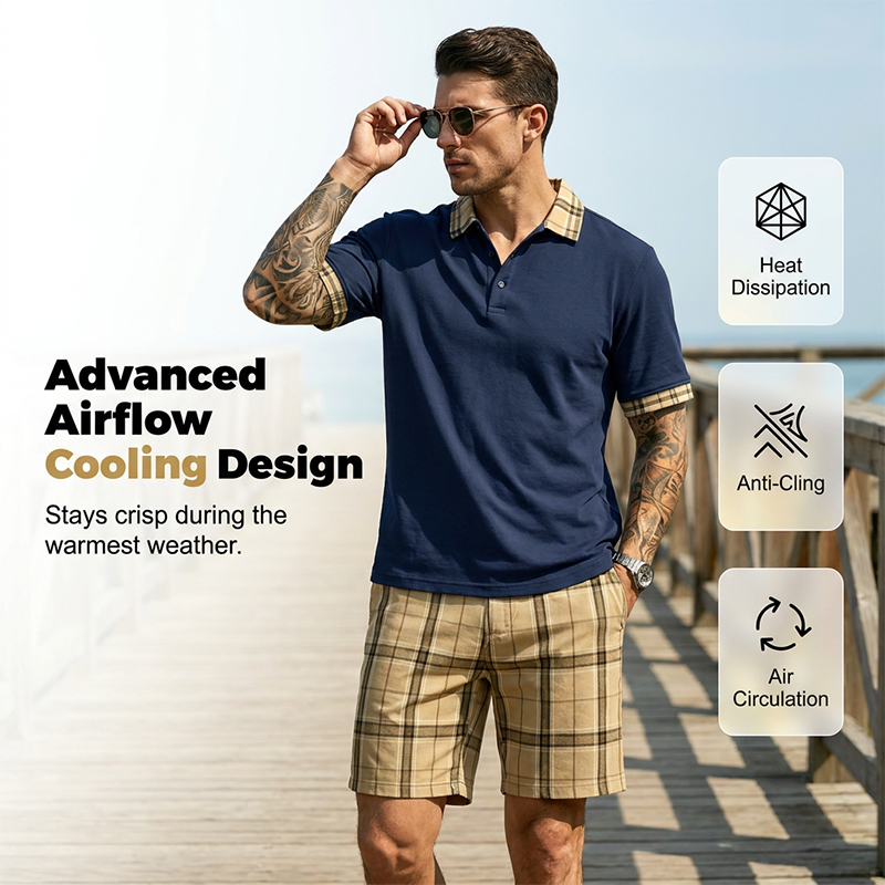 👕 2-teiliges Freizeit-Set für Herren – Poloshirt & gemusterte Shorts, atmungsaktiv, bequem & vielseitig für Sommer, Alltag & Urlaub ☀️