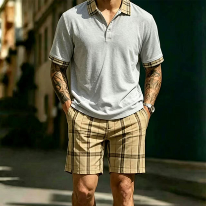 👕 2-teiliges Freizeit-Set für Herren – Poloshirt & gemusterte Shorts, atmungsaktiv, bequem & vielseitig für Sommer, Alltag & Urlaub ☀️