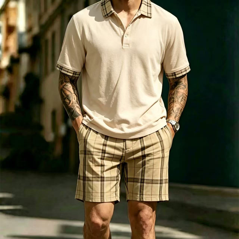 👕 2-teiliges Freizeit-Set für Herren – Poloshirt & gemusterte Shorts, atmungsaktiv, bequem & vielseitig für Sommer, Alltag & Urlaub ☀️