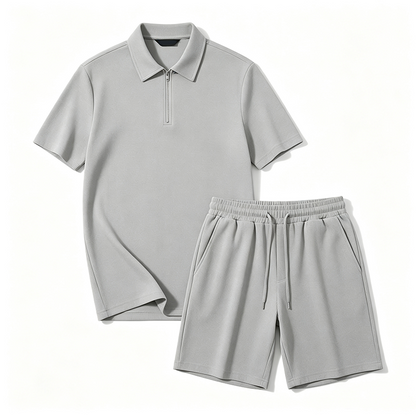 👔 Herren Polo-Shirt & Shorts Set ☀️ Mit Reißverschlusskragen, Bequem & Lässig für den Sommer