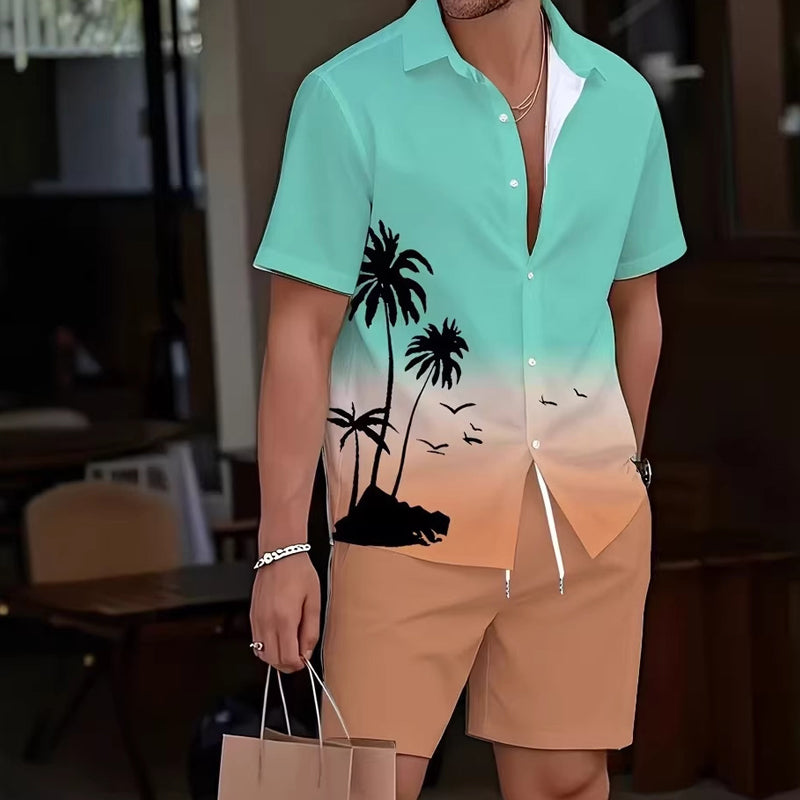 🏝️ 50 % Rabatt – Lässiges Sommer-Set mit tropischem Print – kurzärmeliges Hemd & Shorts, weicher Stoff & vielseitig kombinierbar – ideal für Urlaub & warme Tage ☀️