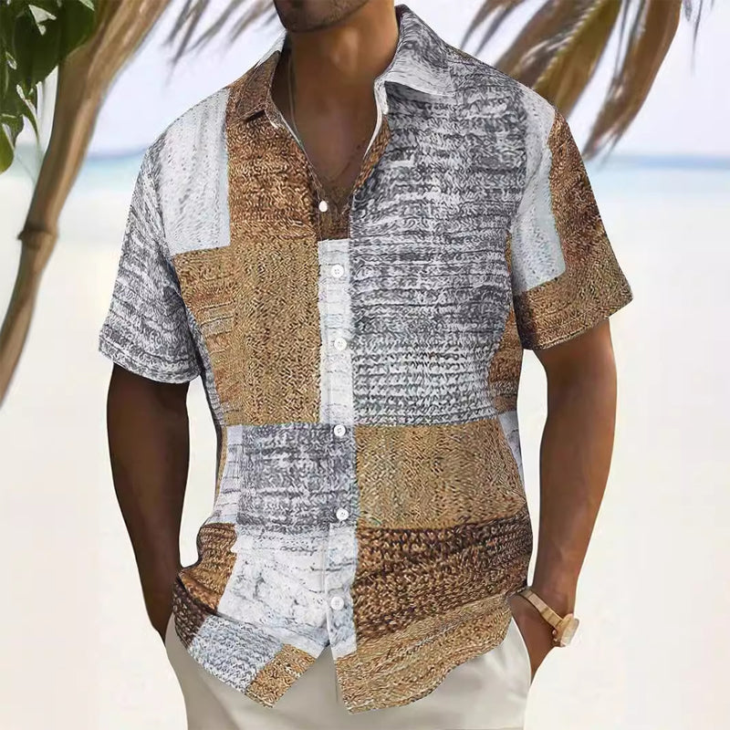 🛍️ 50 % Rabatt – Herren-Kontrasthemd mit gemustertem Design – auffälliger Stil, atmungsaktiv & vielseitig für Alltag & Freizeit 👔